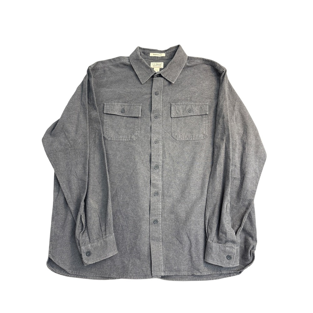 LL Beanā Chamois Cloth Shirt Mens XXL Gray Traditional Fit Cotton Button Down